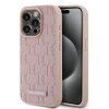 Karl Lagerfeld KLHMP15LPKHPORPP iPhone 15 Pro 6.1 hardcase różowy/pink Leather Monogram Metal Logo MagSafe